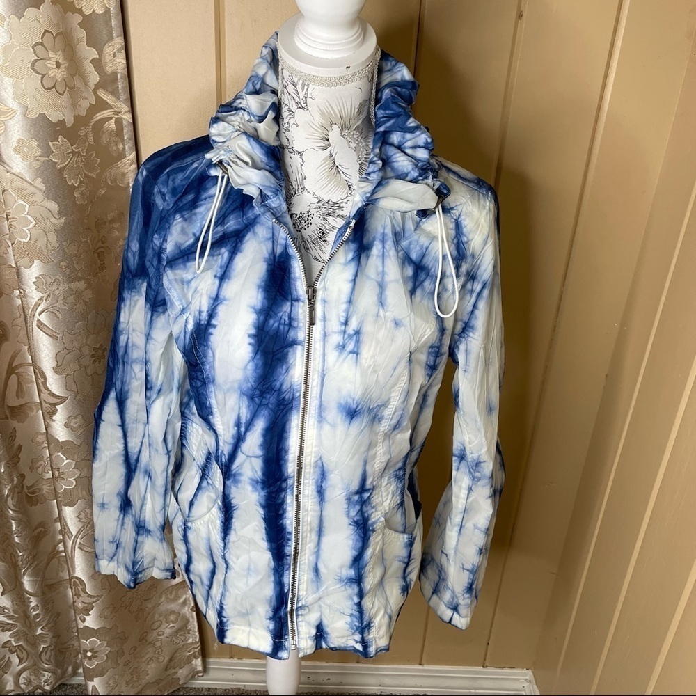Christopher & Banks Water Resistant Rain Tye Dye Jacket Coat Lightweight Medium